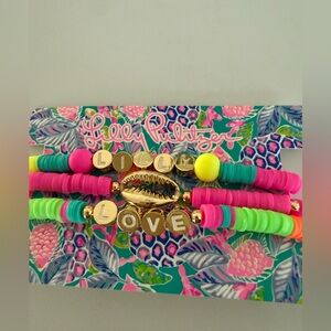 Lilly Pulitzer Neon Shell Beaded Bracelet Set Trio